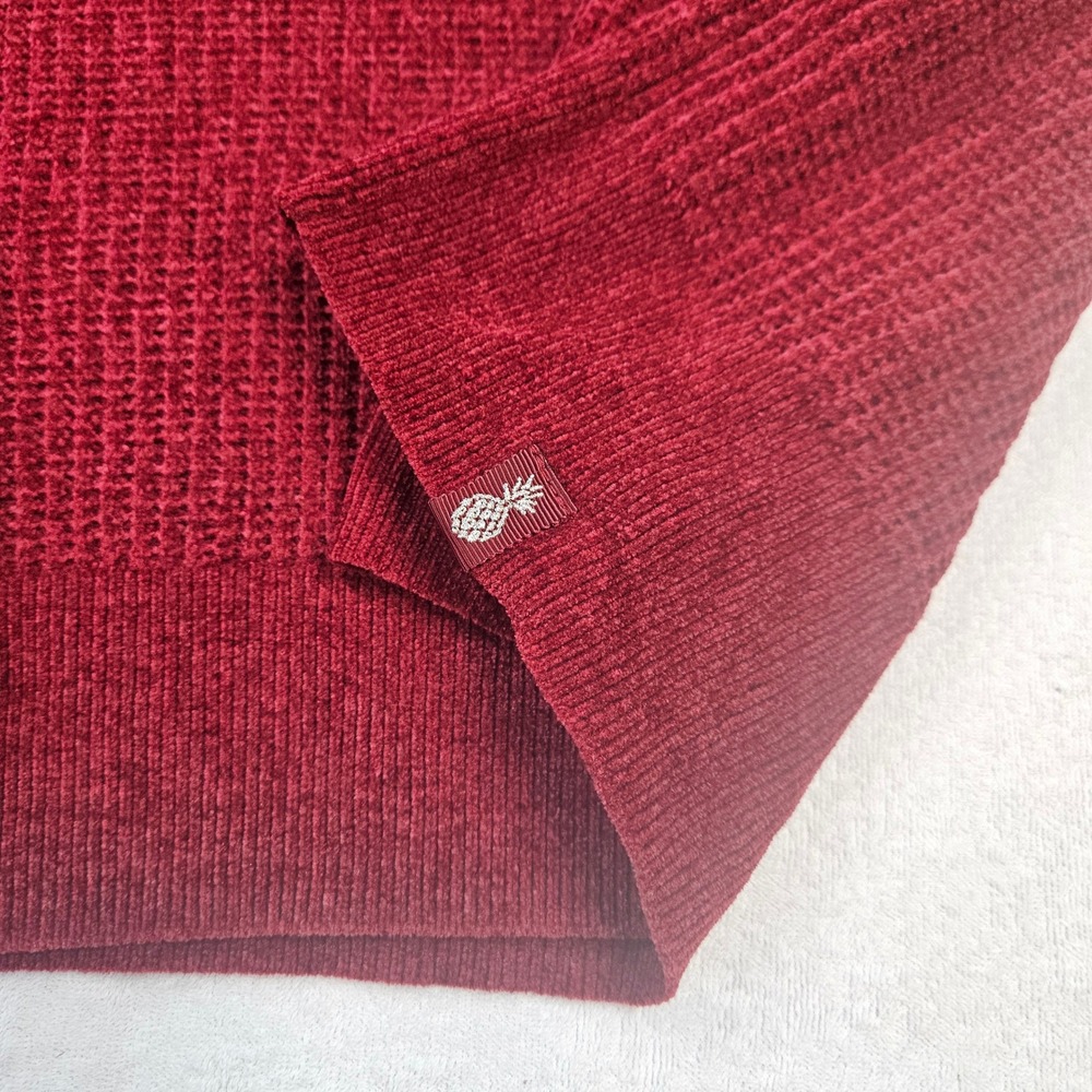 Tommy Bahama Island Soft Burgundy Red Chenille Waffle Knit Hoodie Sweater Large - Picture 6 of 8